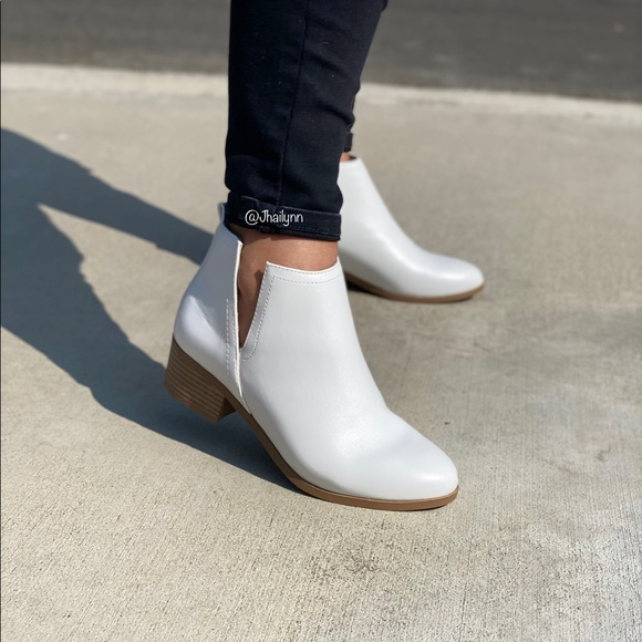 Shoes | White Side V Cut Bootie | Poshmark